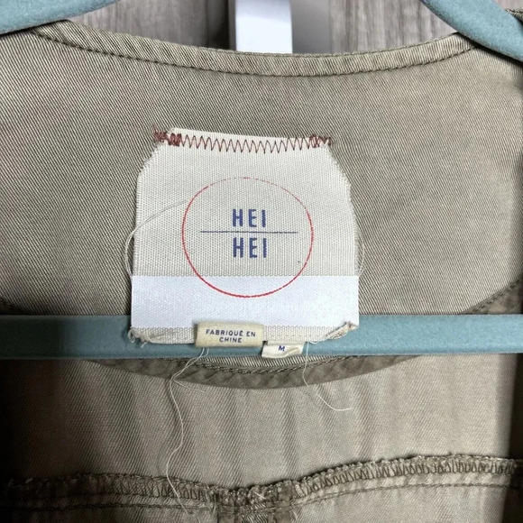 Hei Hei Womens Utility Jacket Open Front Mid Length Waist Drawstring Boho Size M - Picture 2 of 9